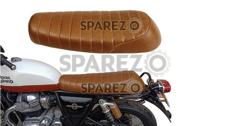 Royal Enfield GT Continental and Interceptor 650 Touring Brown Tan Genuine Leather Dual Seat - SPAREZO